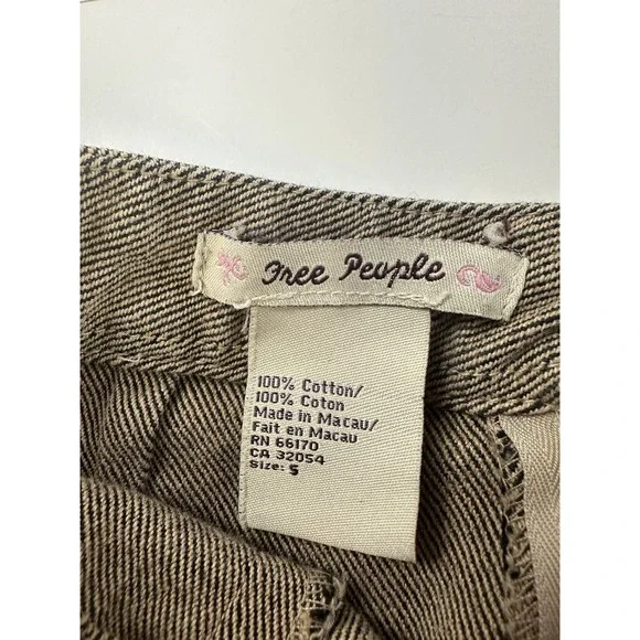 Free People Women's Size Small A-Line Cotton Skirt Beige Pockets - Picture 2 of 6